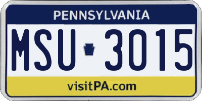 PA license plate MSU3015