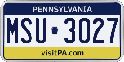PA license plate MSU3027