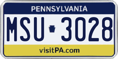 PA license plate MSU3028