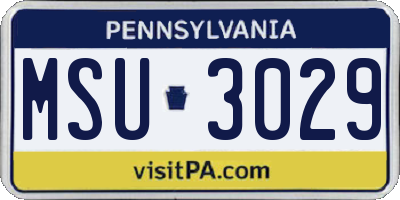 PA license plate MSU3029