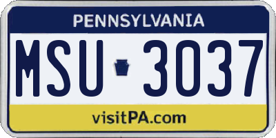 PA license plate MSU3037