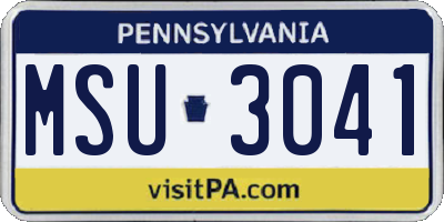 PA license plate MSU3041