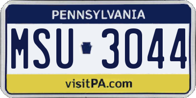 PA license plate MSU3044