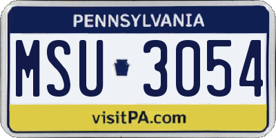 PA license plate MSU3054