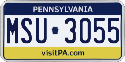 PA license plate MSU3055
