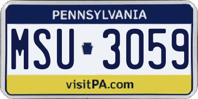 PA license plate MSU3059