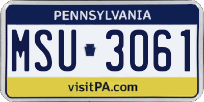 PA license plate MSU3061