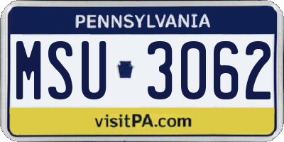 PA license plate MSU3062