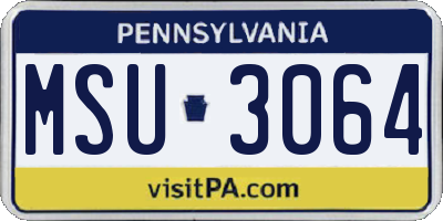 PA license plate MSU3064