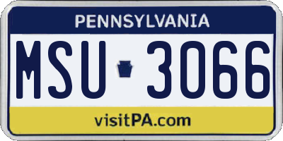 PA license plate MSU3066