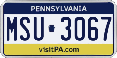 PA license plate MSU3067