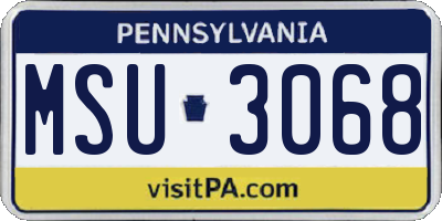 PA license plate MSU3068