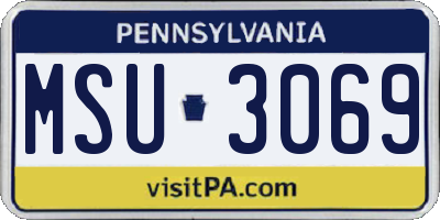 PA license plate MSU3069