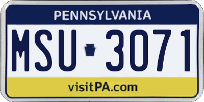 PA license plate MSU3071