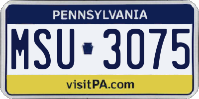 PA license plate MSU3075