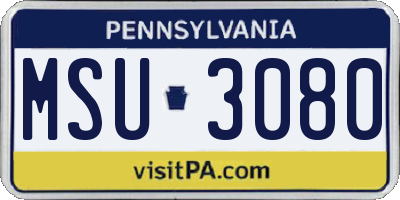PA license plate MSU3080