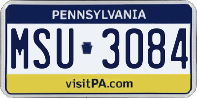 PA license plate MSU3084
