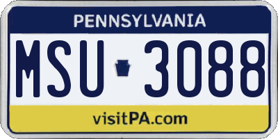 PA license plate MSU3088
