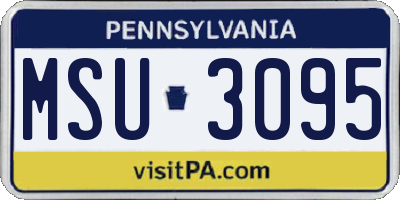 PA license plate MSU3095