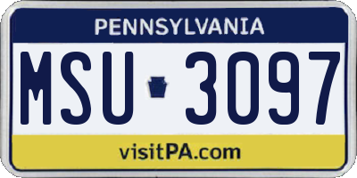 PA license plate MSU3097