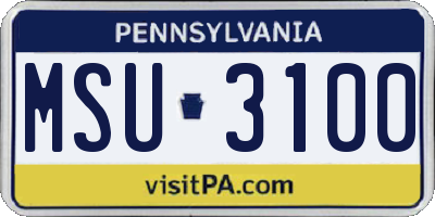 PA license plate MSU3100