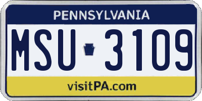 PA license plate MSU3109