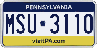 PA license plate MSU3110