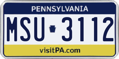 PA license plate MSU3112