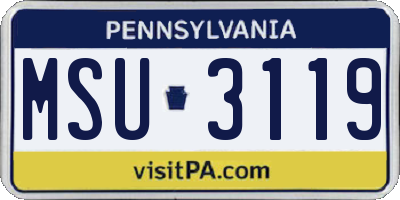 PA license plate MSU3119