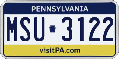PA license plate MSU3122