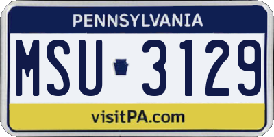 PA license plate MSU3129