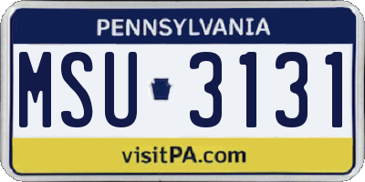 PA license plate MSU3131