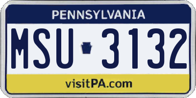 PA license plate MSU3132