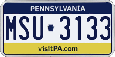 PA license plate MSU3133