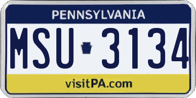 PA license plate MSU3134