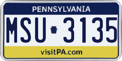 PA license plate MSU3135