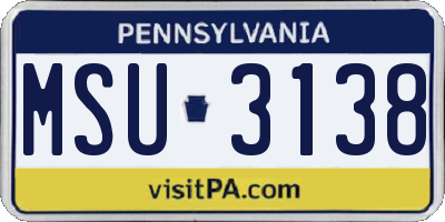 PA license plate MSU3138