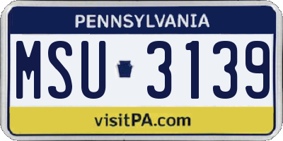 PA license plate MSU3139