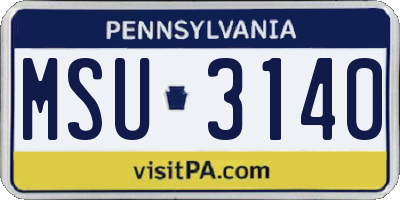 PA license plate MSU3140