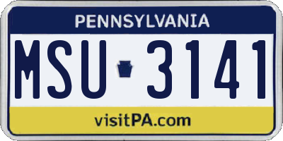 PA license plate MSU3141