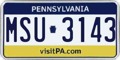 PA license plate MSU3143