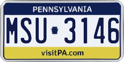 PA license plate MSU3146