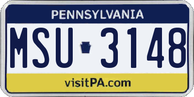 PA license plate MSU3148