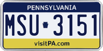PA license plate MSU3151