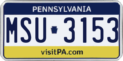 PA license plate MSU3153