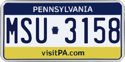 PA license plate MSU3158