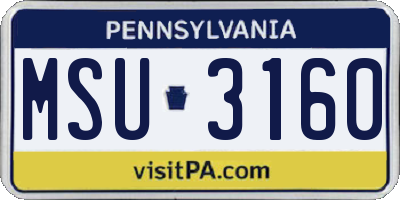 PA license plate MSU3160