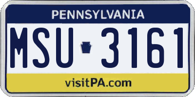 PA license plate MSU3161