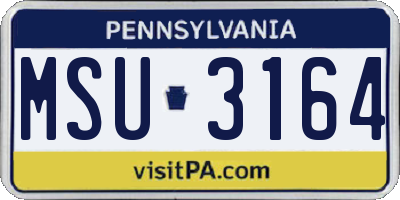 PA license plate MSU3164