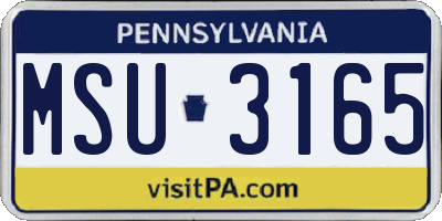 PA license plate MSU3165